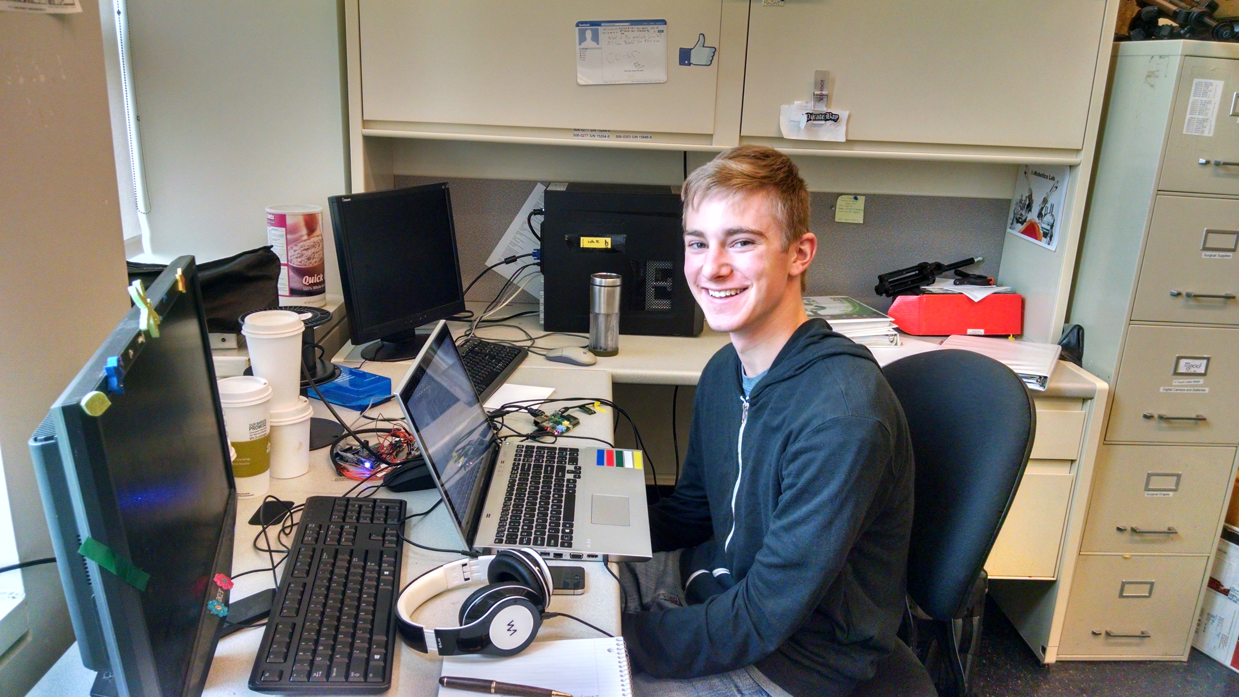 Ben Elliott, a senior at Mercer Island Highschool, volunteered this summer in the BRL to collaborate with Francisco Garcia to build sensory systems for lower-limb prosthetic users